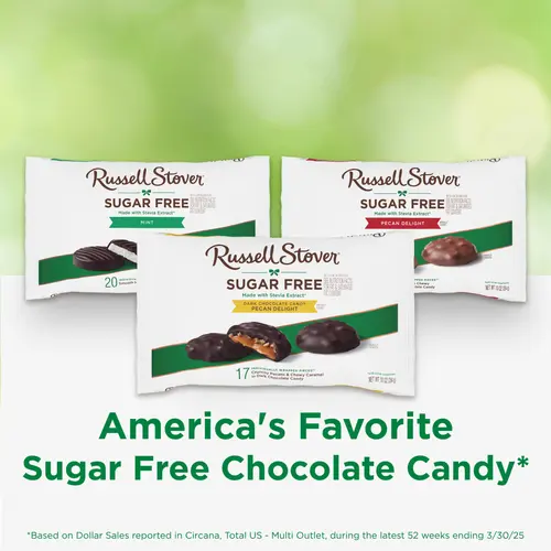 RUSSELL STOVER Sugar Free Dark Chocolate Pecan Delights Candy, 10 oz. bag (â‰ˆ 16 pieces) thumbnail 3