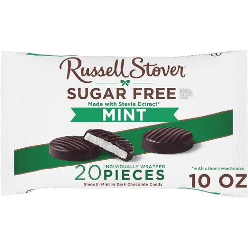 RUSSELL STOVER Sugar Free Dark Chocolate Mint Patties Candy, 10 oz. bag (â‰ˆ 20 pieces)