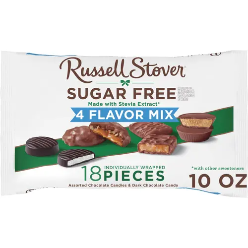 RUSSELL STOVER Sugar Free Assorted 4 Flavor Chocolate Candy Mix, 10 oz. bag (â‰ˆ 18 pieces)