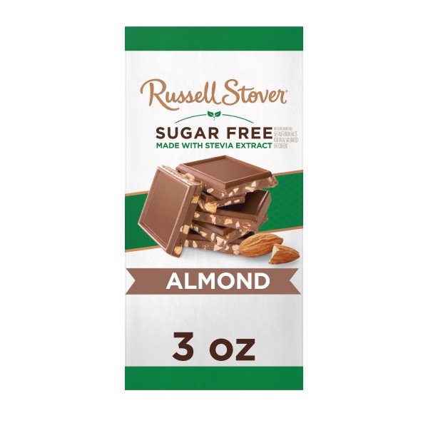 RUSSELL STOVER Sugar Free Almond Chocolate Candy Bar, 3 oz. thumbnail 2