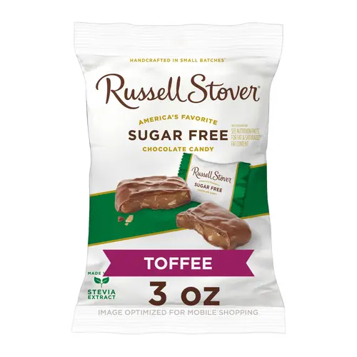 RUSSELL STOVER Sugar Free Toffee Squares in Chocolate Candy, 3 oz. bag (â‰ˆ 6 pieces)