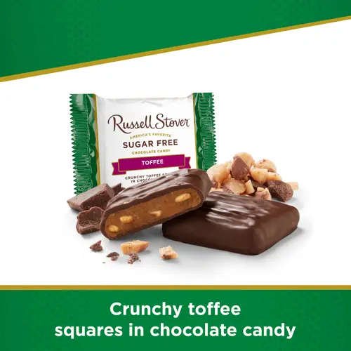 RUSSELL STOVER Sugar Free Toffee Squares in Chocolate Candy, 3 oz. bag (â‰ˆ 6 pieces) thumbnail 2