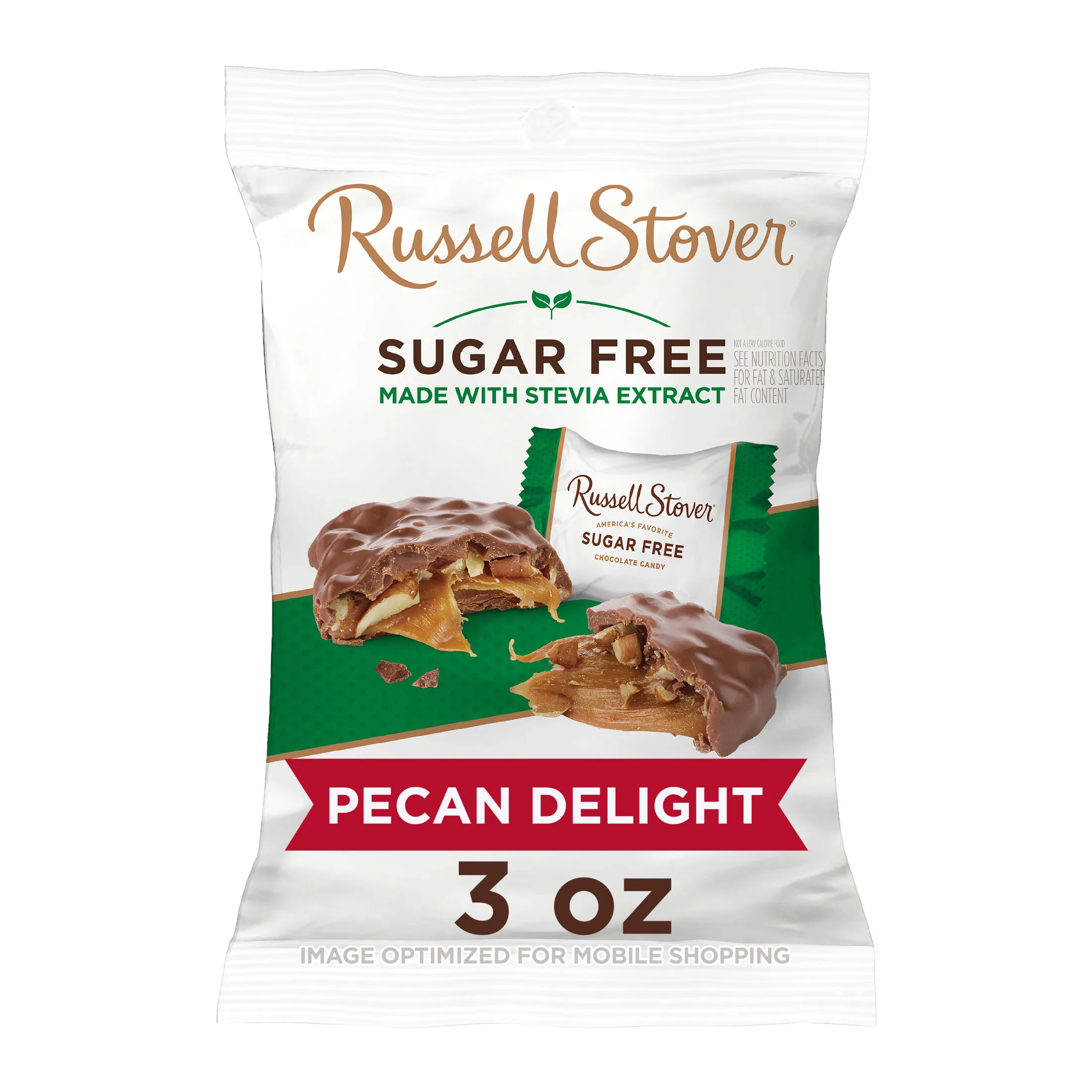 RUSSELL STOVER Sugar Free Pecan Delight Chocolate Candy, 3 oz. bag (â‰ˆ 5 pieces)