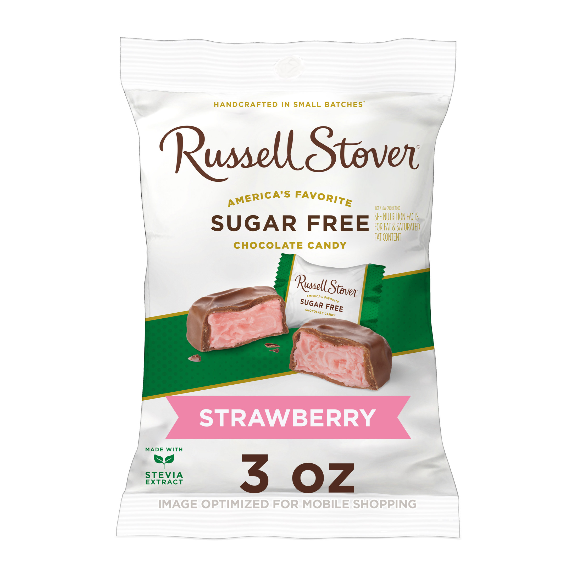 RUSSELL STOVER Sugar Free Strawberry Flavored CrÃ¨me Chocolate Candy, 3 oz. bag (â‰ˆ 6 pieces)