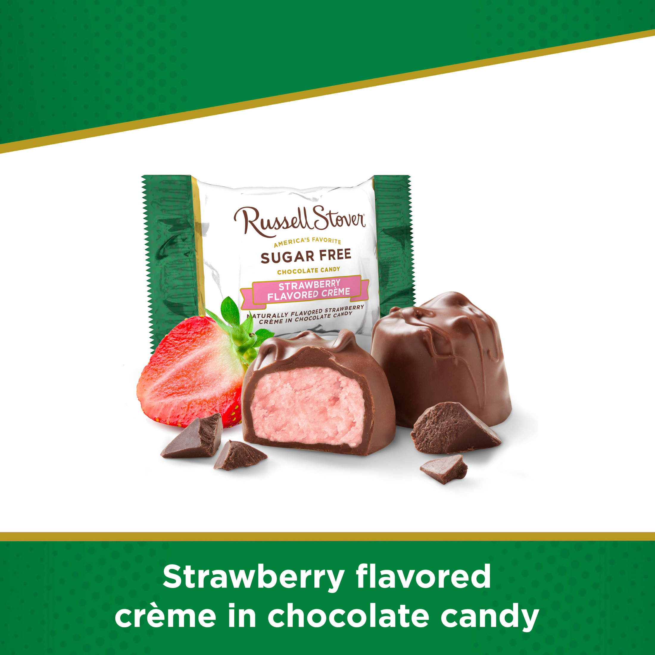 RUSSELL STOVER Sugar Free Strawberry Flavored CrÃ¨me Chocolate Candy, 3 oz. bag (â‰ˆ 6 pieces) thumbnail 2