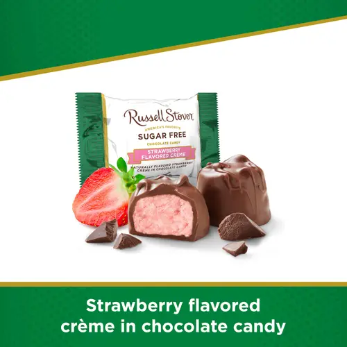 RUSSELL STOVER Sugar Free Strawberry Flavored CrÃ¨me Chocolate Candy, 3 oz. bag (â‰ˆ 6 pieces) thumbnail 2