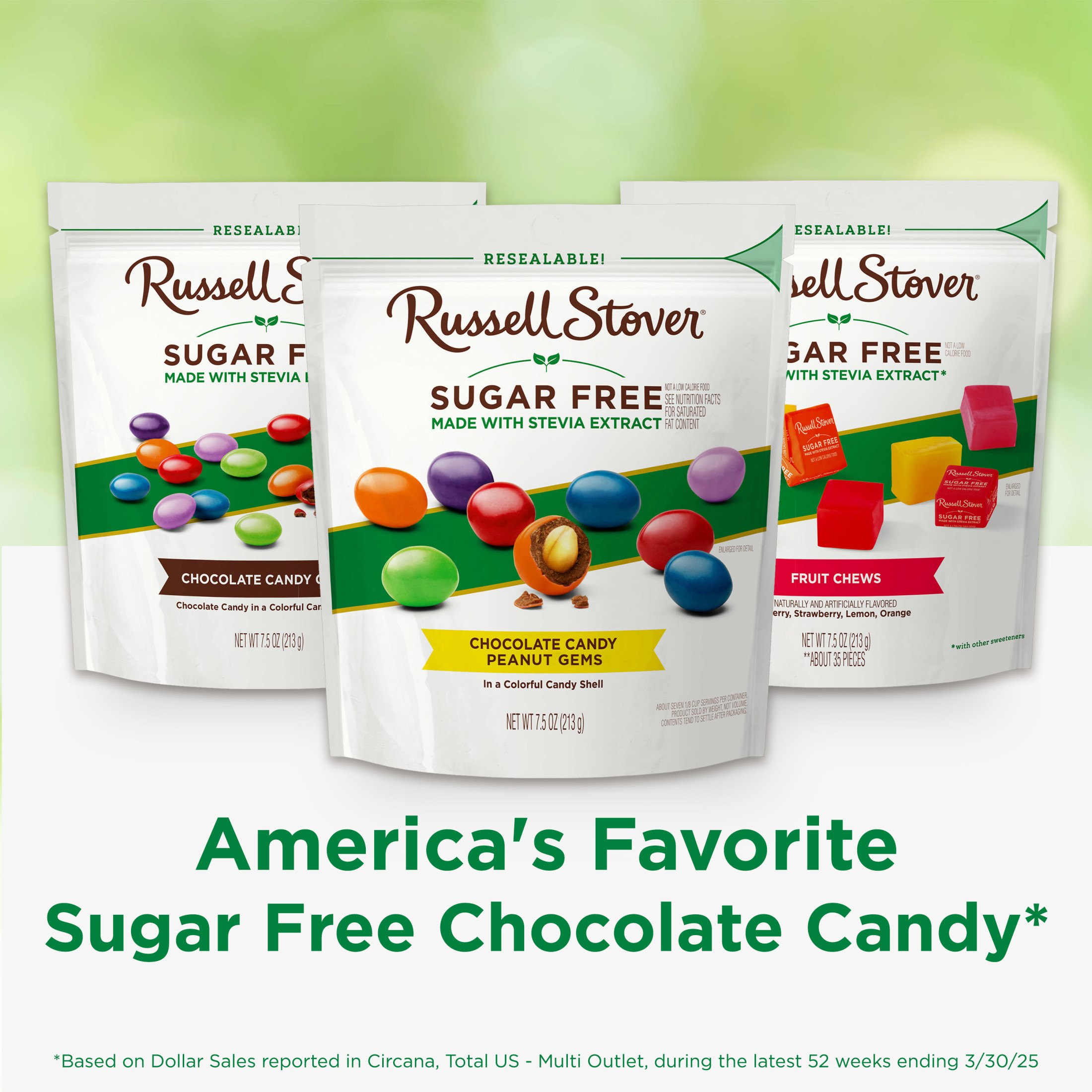 RUSSELL STOVER Sugar Free Chocolate Candy Coated Peanuts, 7.5 oz. bag thumbnail 3