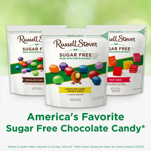 RUSSELL STOVER Sugar Free Chocolate Candy Coated Peanuts, 7.5 oz. bag thumbnail 3
