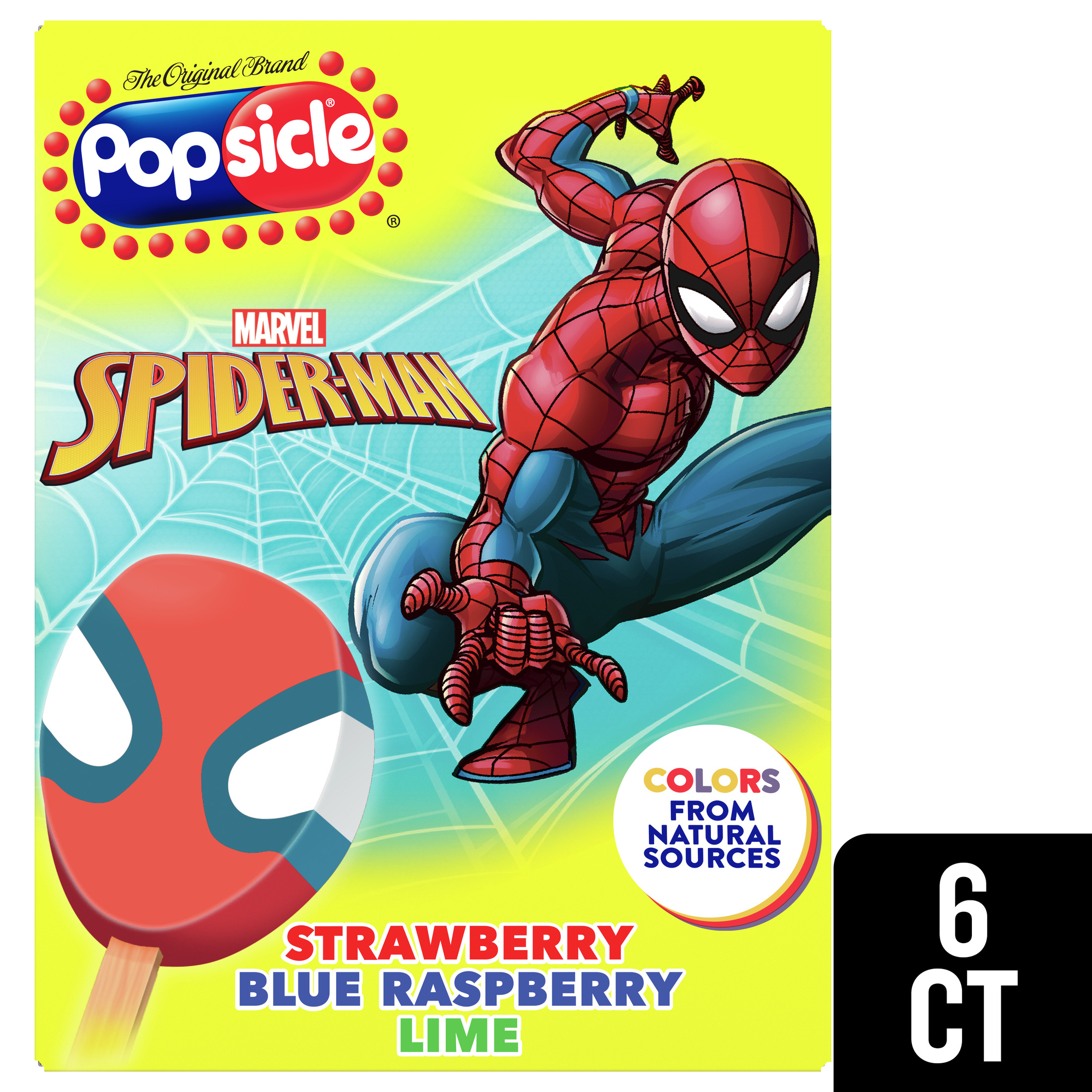 Popsicle Spiderman Frozen Confection Bars with Colors Made from Natural Sources, 12.17 fl oz 6 CT thumbnail 3