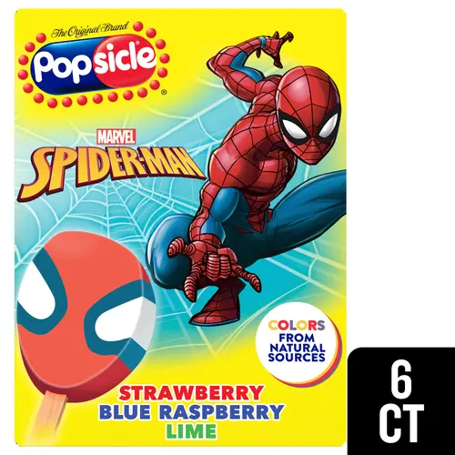Popsicle Spiderman Frozen Confection Bars with Colors Made from Natural Sources, 12.17 fl oz 6 CT thumbnail 3