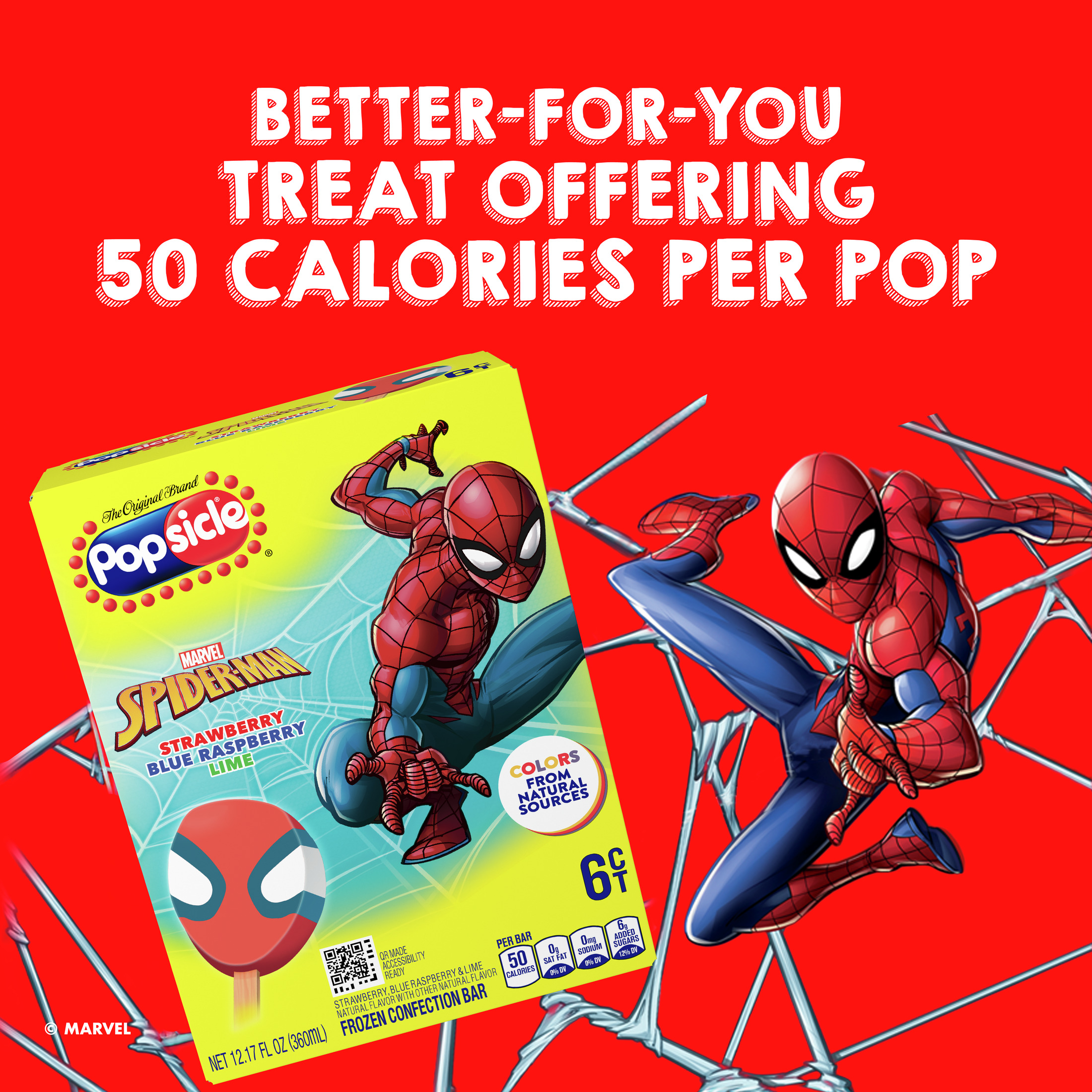 Popsicle Spiderman Frozen Confection Bars with Colors Made from Natural Sources, 12.17 fl oz 6 CT thumbnail 4