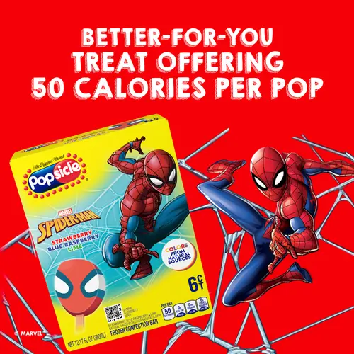 Popsicle Spiderman Frozen Confection Bars with Colors Made from Natural Sources, 12.17 fl oz 6 CT thumbnail 4