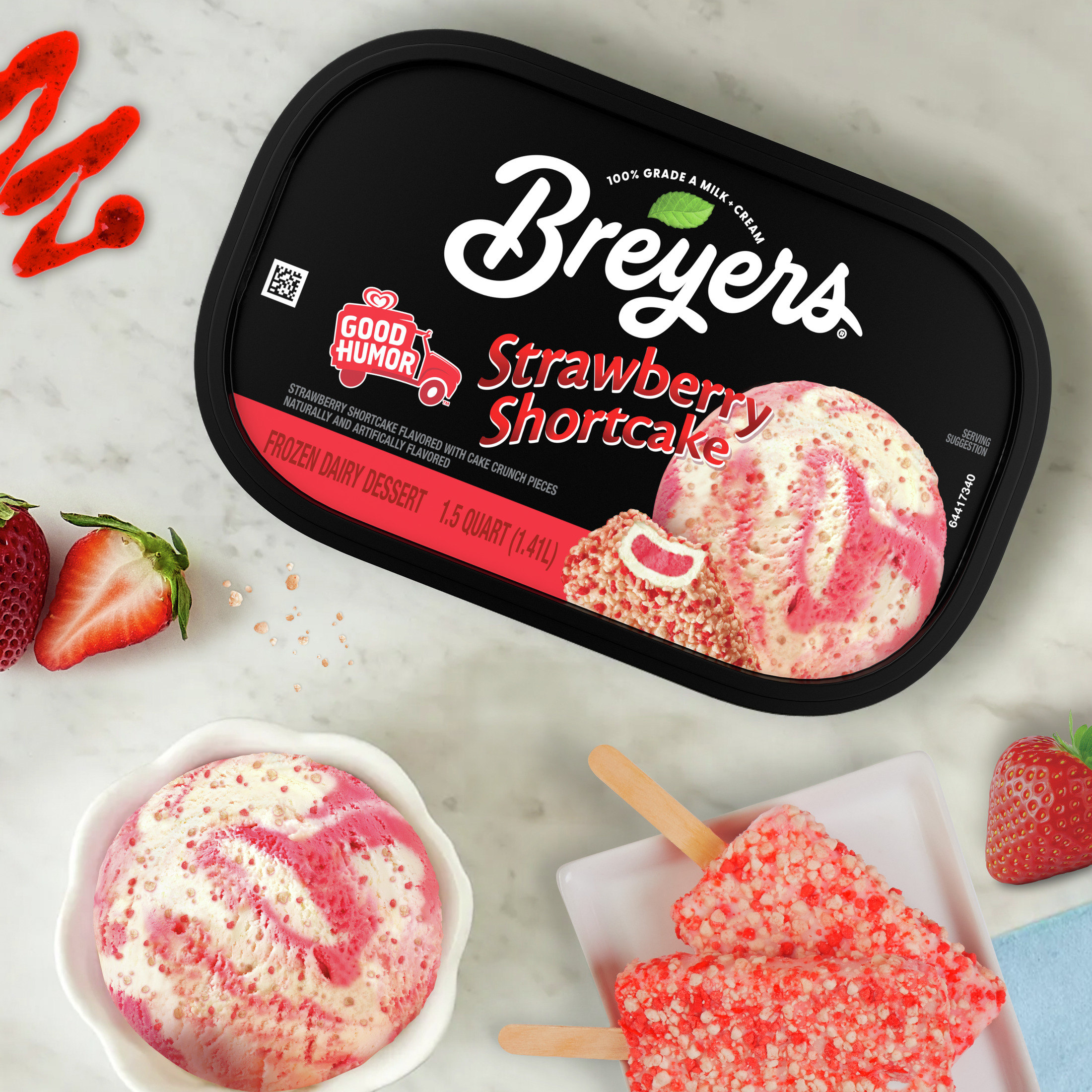 Breyers Good Humor Frozen Dairy Dessert Strawberry Shortcake 1.5 QT thumbnail 3