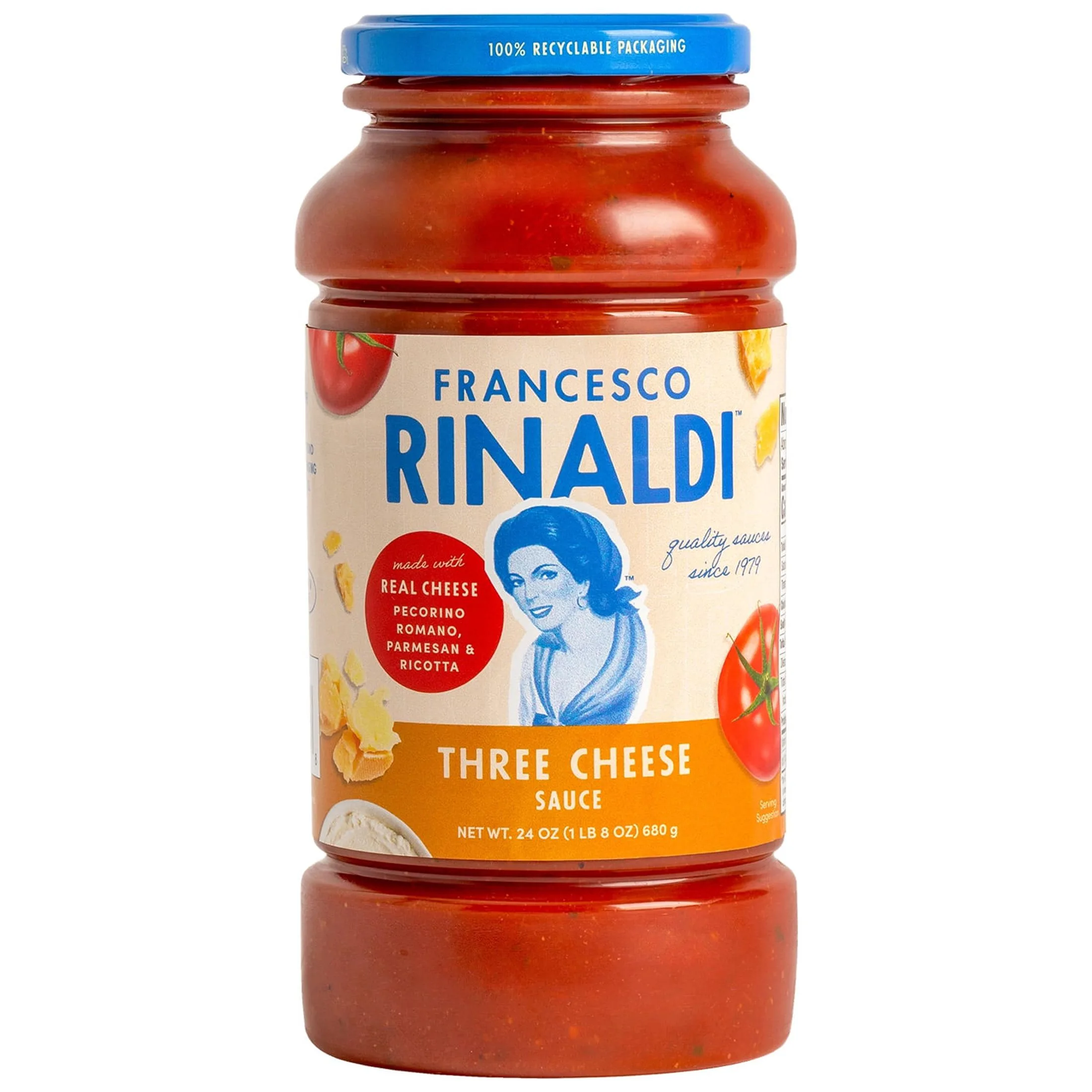 Francesco Rinaldi, Three Cheese Sauce, 24oz, Low Fat, Gluten Free, No Saturated Fat
