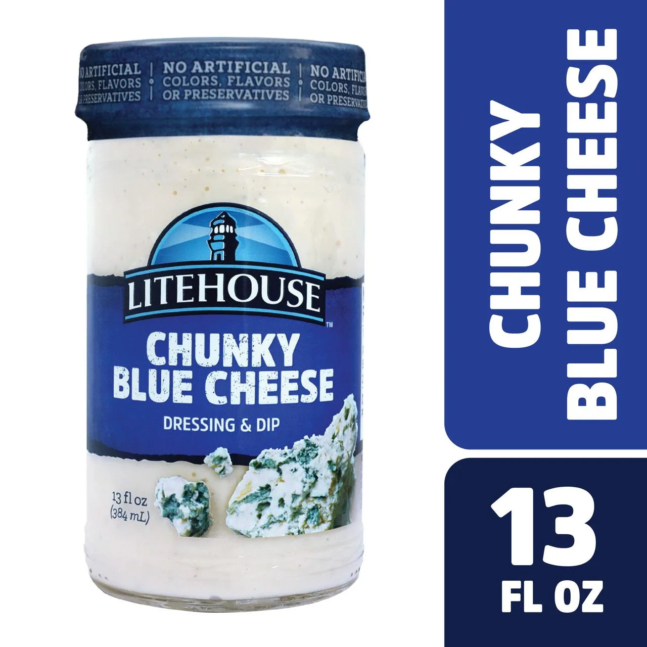 Litehouse Chunky Blue Cheese Refrigerated Salad Dressing & Dip, 13 Fluid oz Bottle