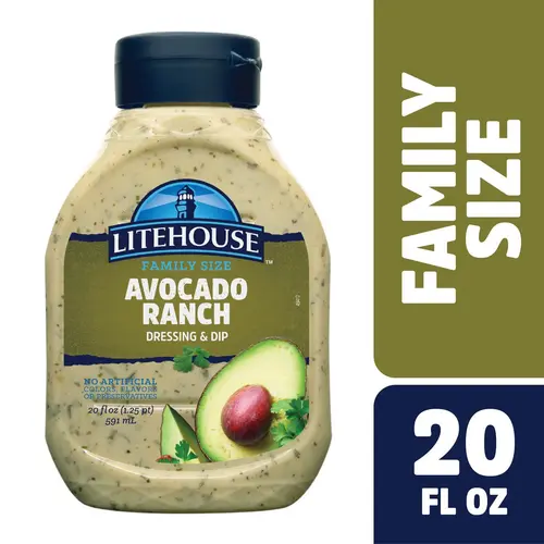 Litehouse Creamy Avocado Ranch Refrigerated Salad Dressing, 20 Fluid oz Bottle
