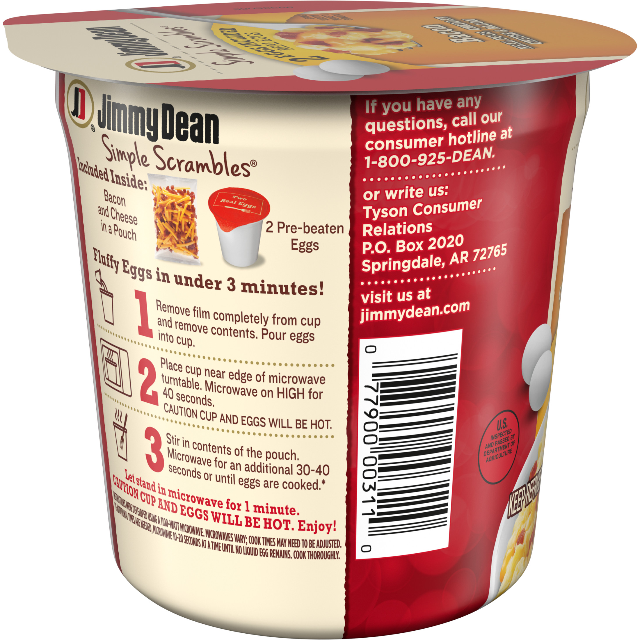 Jimmy Dean Simple Scrambles Cup, Cheddar Cheese and Bacon, 5.35 oz thumbnail 4