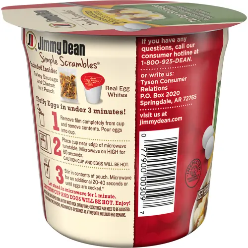 Jimmy Dean Simple Scrambles Cup, Egg Whites, Turkey Sausage and Cheddar Cheese, 5.35 oz thumbnail 4