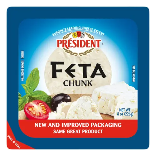 President All-Natural Feta Cheese Block, 8 oz (Refrigerated)