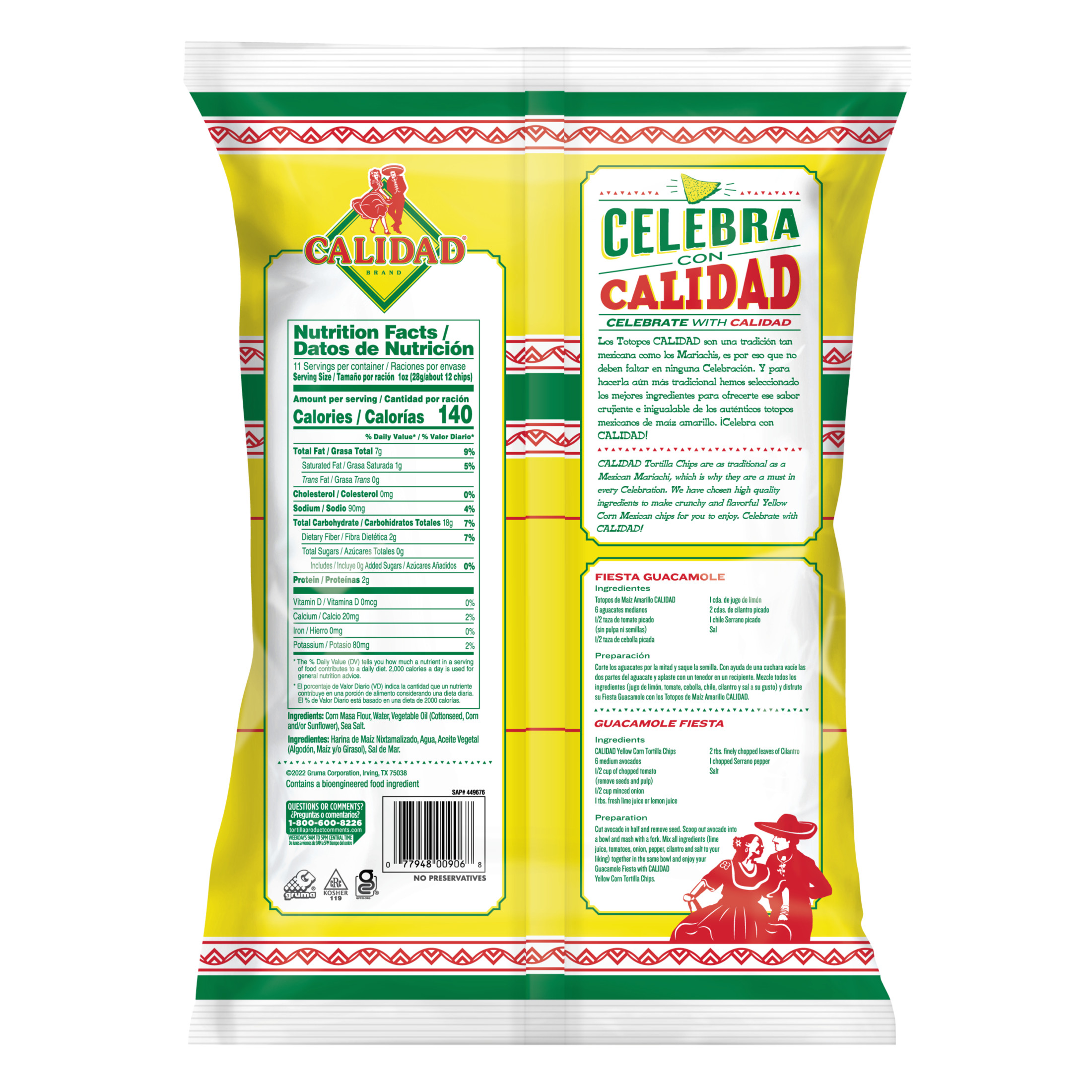 Calidad Yellow Corn Tortilla Chips, 11 Ounce Bag thumbnail 2
