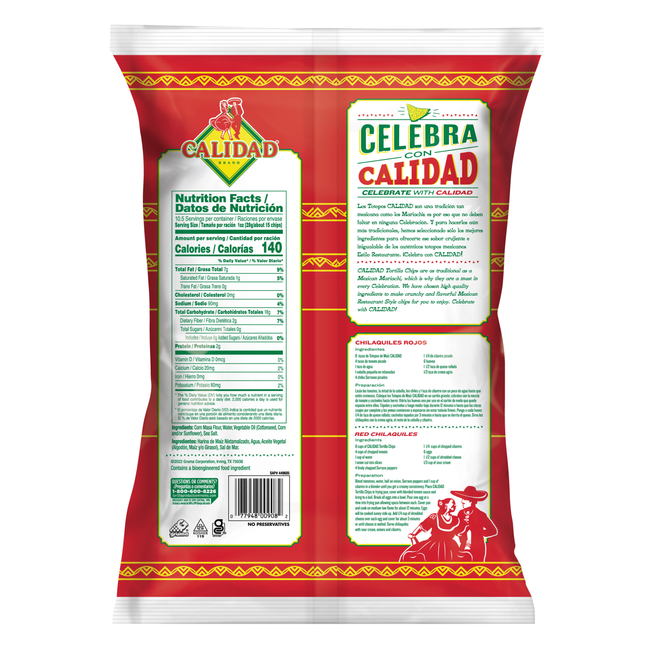 Calidad Mexican Restaurant Style Corn Tortilla Chips, 10.5 Ounce Bag thumbnail 2