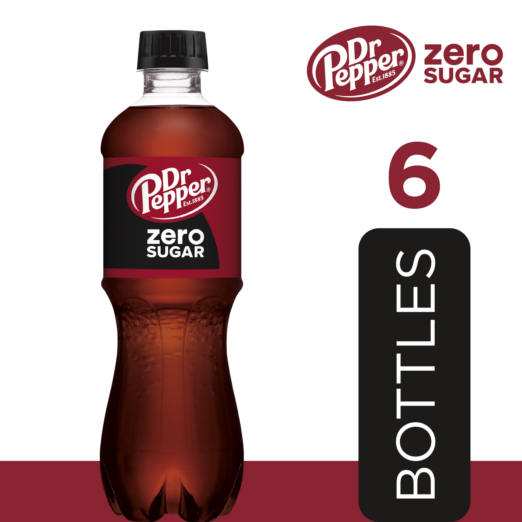 Dr Pepper Zero Sugar Soda Pop, 16.9 fl oz, 6 Pack Bottles thumbnail 4