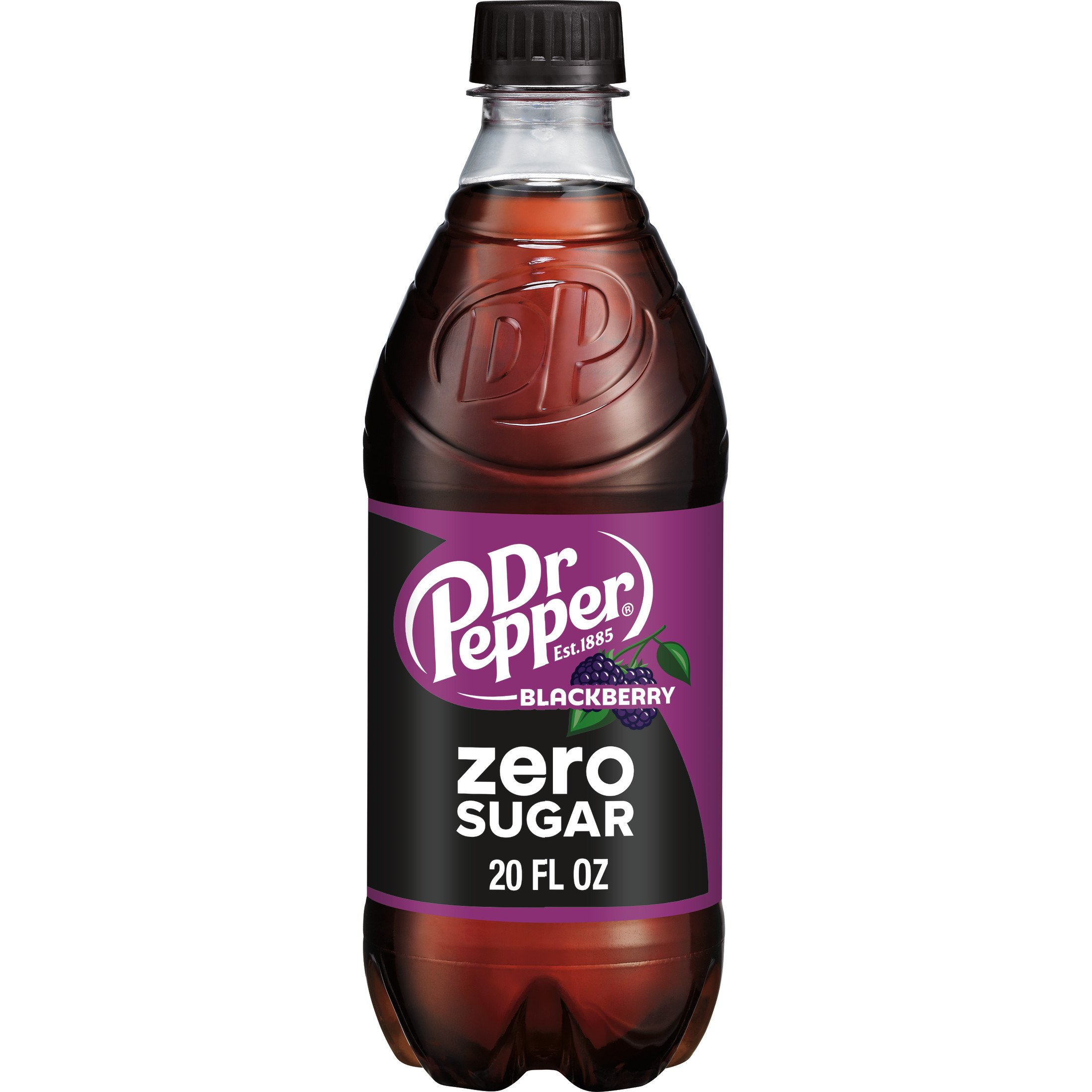 Dr Pepper Blackberry Zero Sugar Soda Pop, 20 fl oz, Bottle