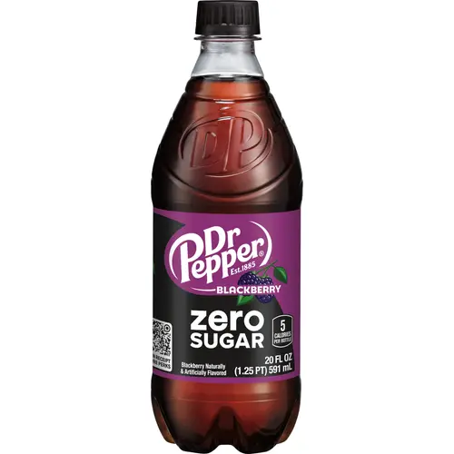Dr Pepper Blackberry Zero Sugar Soda Pop, 20 fl oz, Bottle thumbnail 2