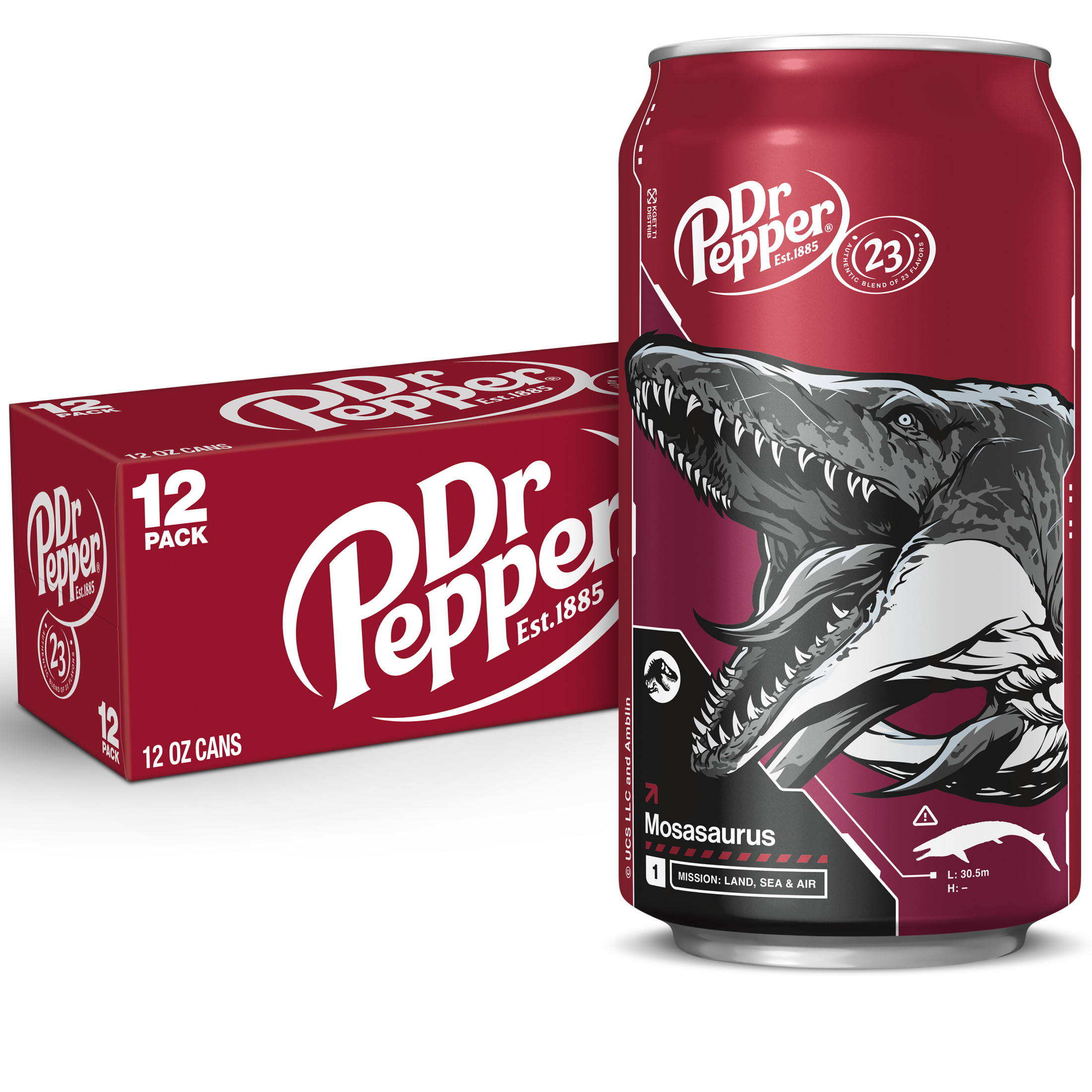 Dr Pepper Soda Pop, 12 fl oz, 12 Pack Cans, Jurassic World Rebirth Limited Edition thumbnail 2