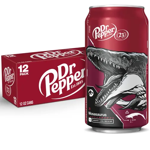 Dr Pepper Soda Pop, 12 fl oz, 12 Pack Cans, Jurassic World Rebirth Limited Edition thumbnail 2