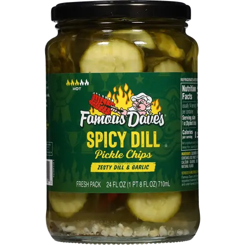 Famous Dave's Spicy Dill Pickle Chips, 24 fl oz Jar