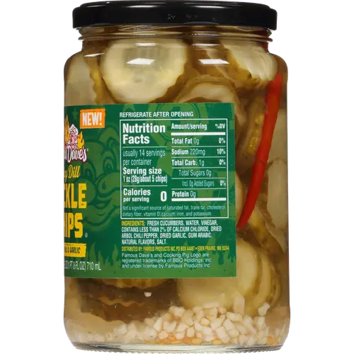 Famous Dave's Spicy Dill Pickle Chips, 24 fl oz Jar thumbnail 3