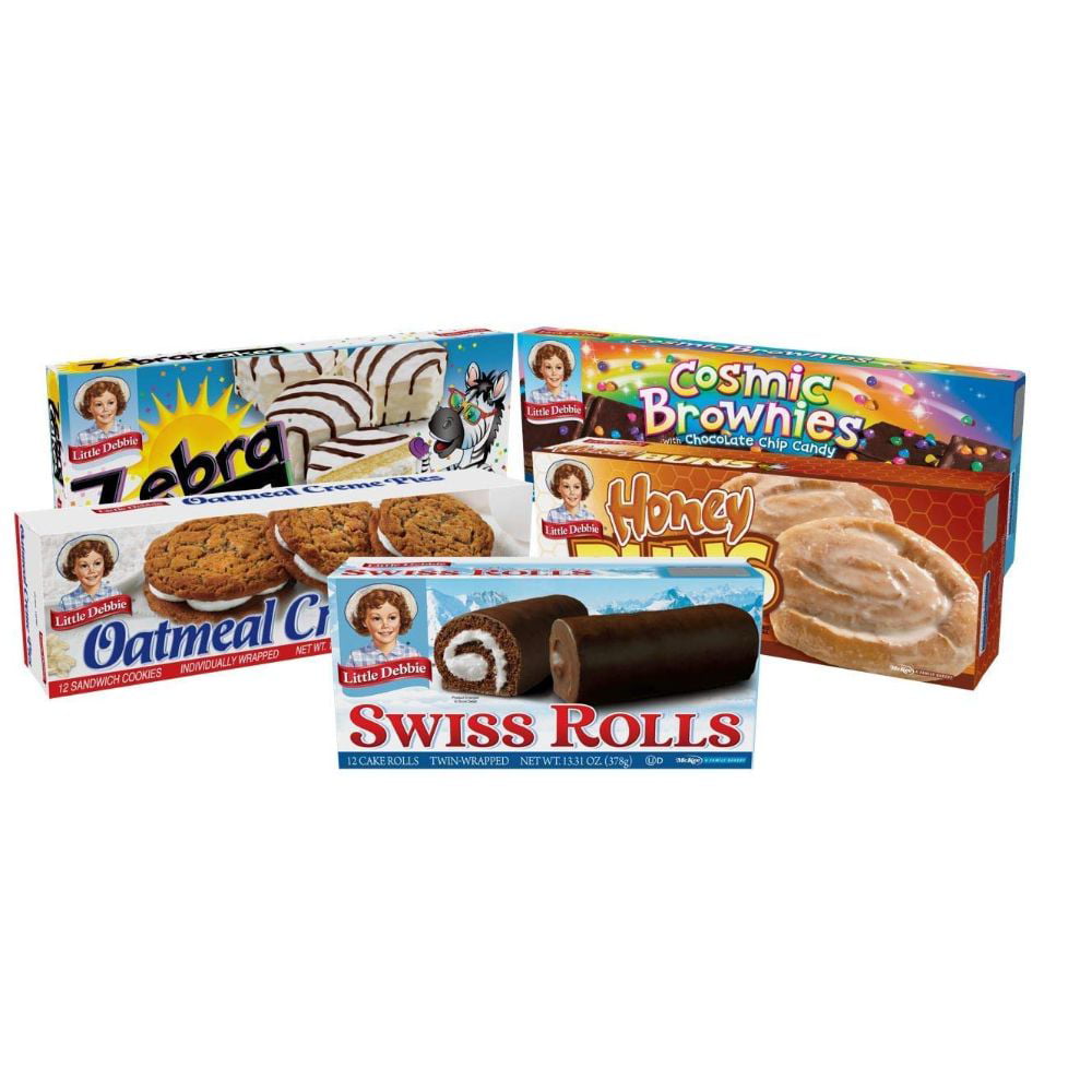 Little Debbie Variety Pack, Zebra Cakes, Cosmic Brownies, Honey Buns, Oatmeal Creme Pies, and Swiss Rolls (1 Box Each)