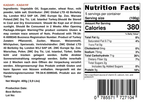 Mughe Gourmet Dried & Chopped Kataifi Shredded Phyllo Dough 0.9 lbs 400g, Kurutulmus Kadayif Pastry Dough, Ingredient for Th thumbnail 3
