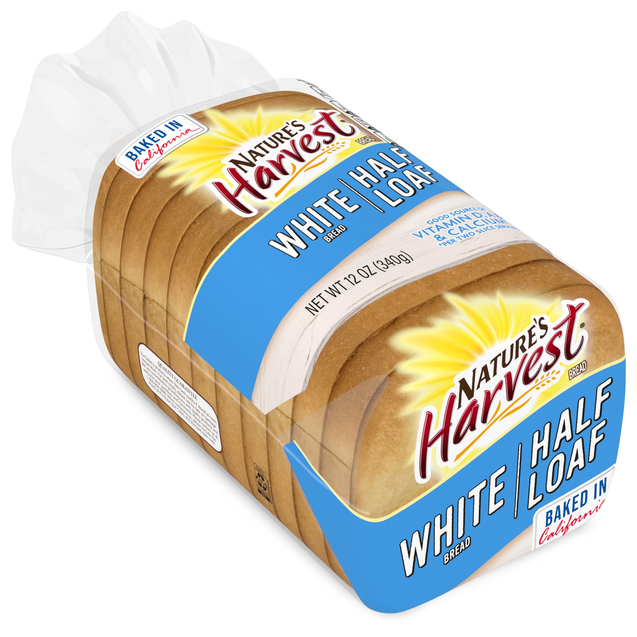 Nature's Harvest White Bread, Half Loaf, 12 oz, Bread, Bag