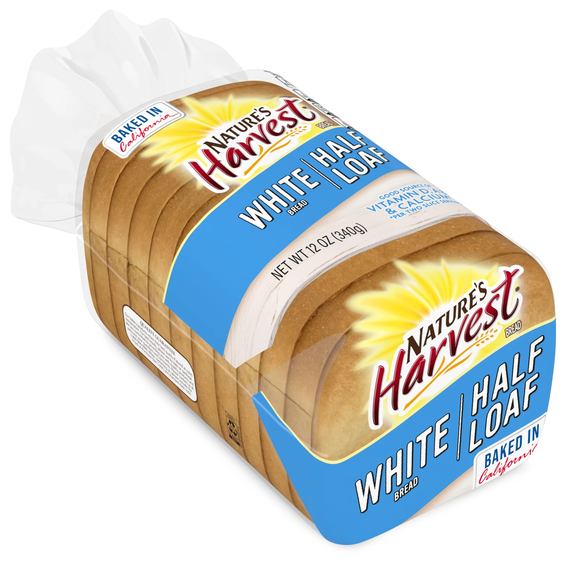 Nature's Harvest White Bread, Half Loaf, 12 oz, Bread, Bag