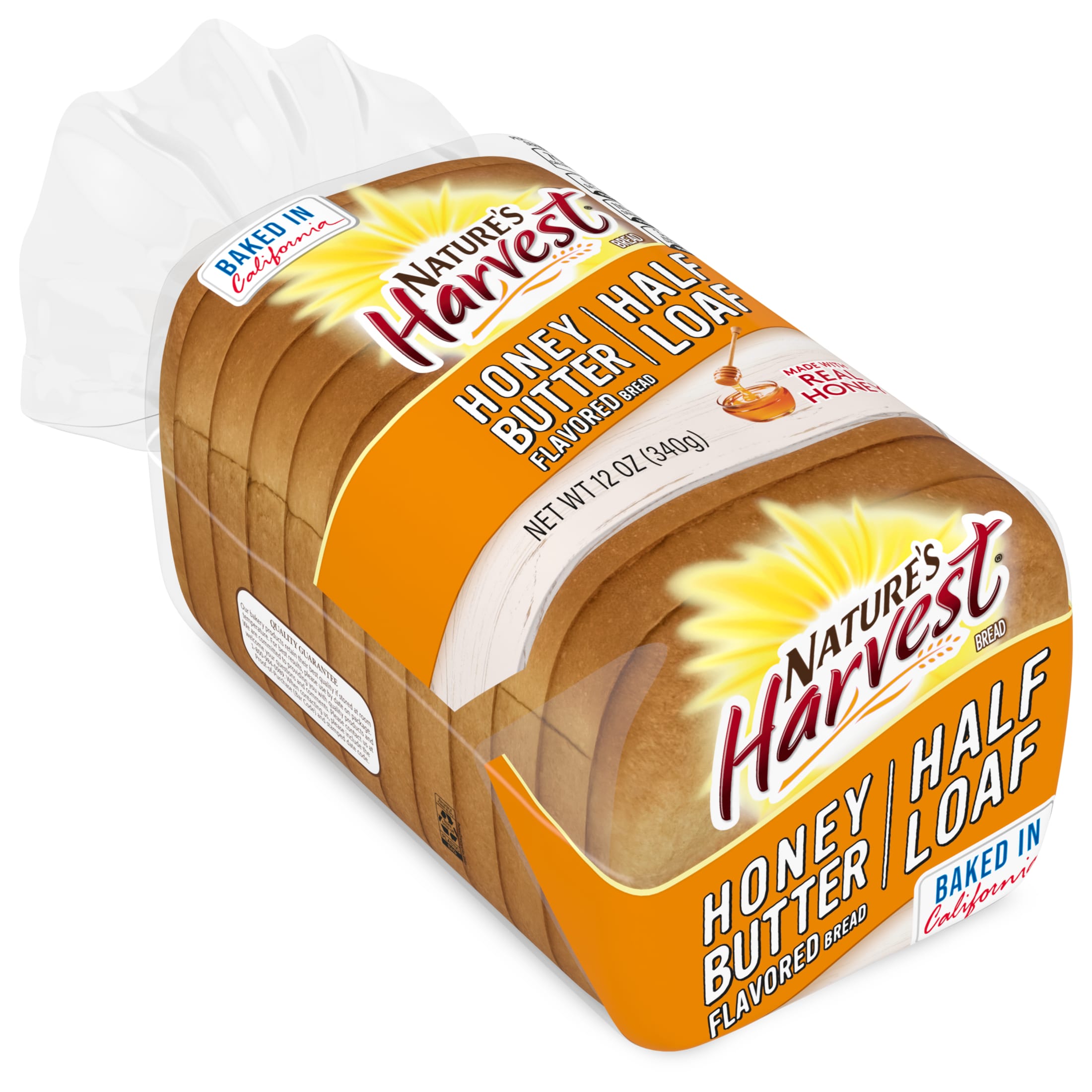 Nature's Harvest Honey Butter Bread, Half Loaf, 12 oz, Bread, Bag