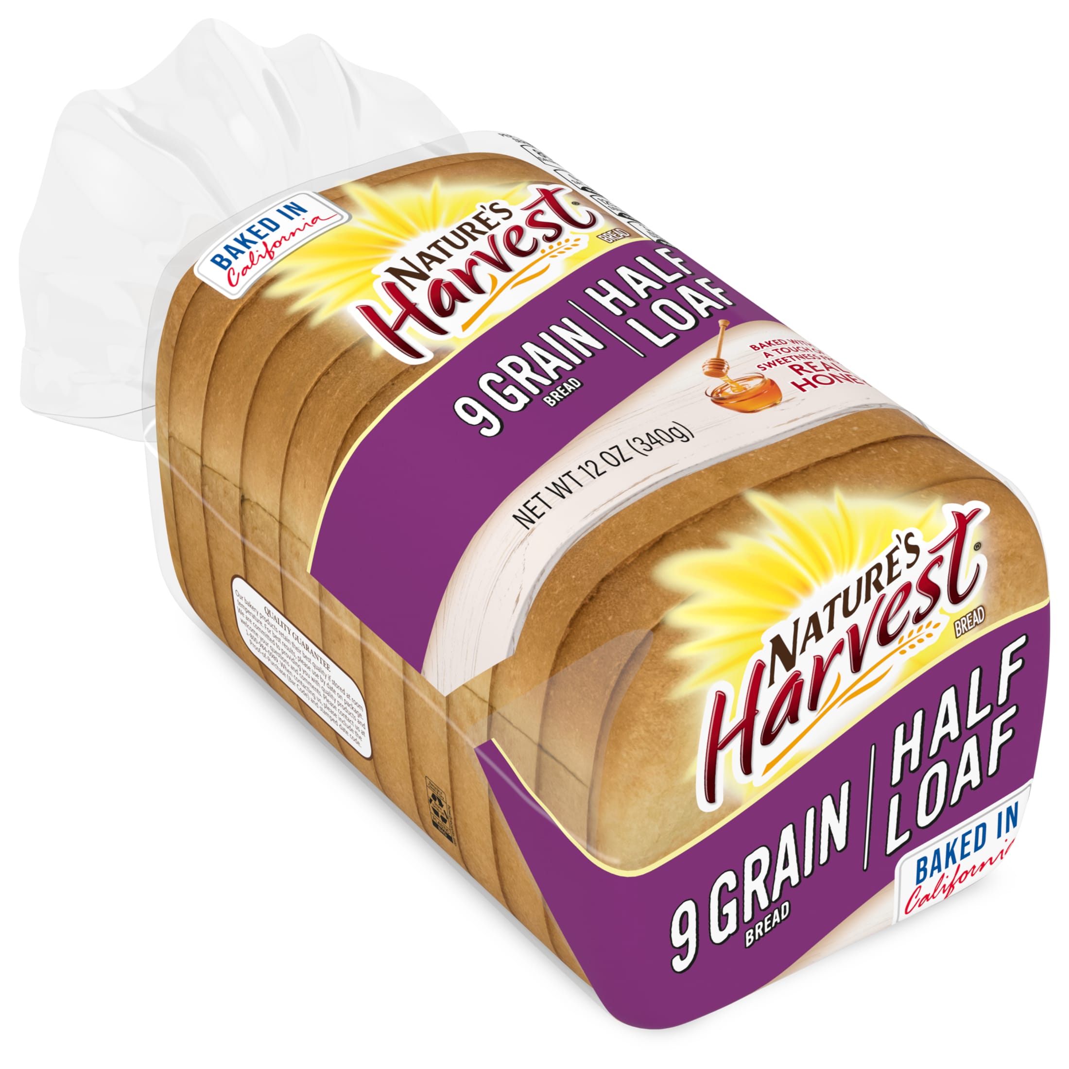Nature's Harvest 9 Grain Bread, Half Loaf, 12 oz, Bread, Bag