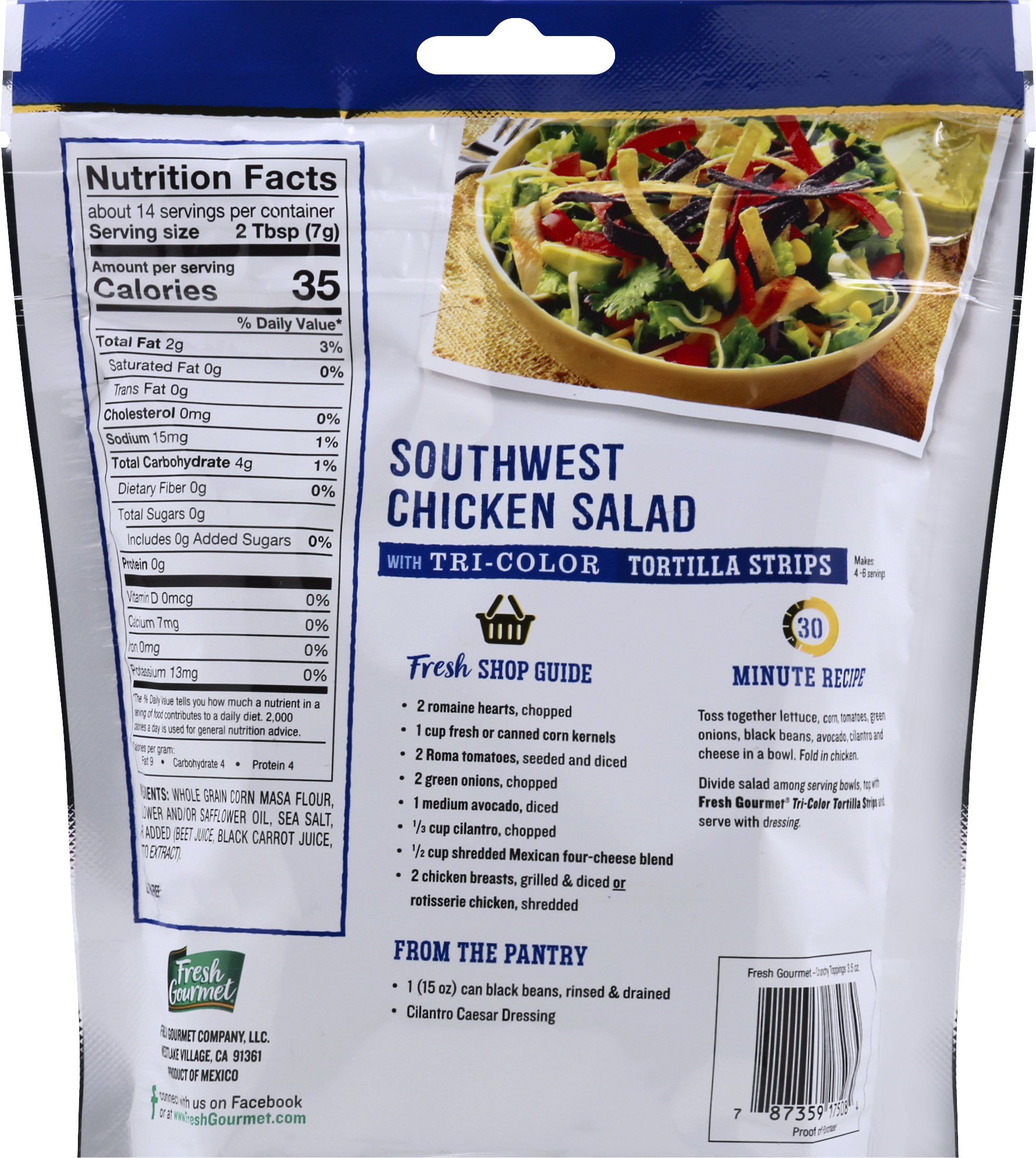 Fresh Gourmet Tri-Color Tortilla Strips, 3.5 oz thumbnail 2