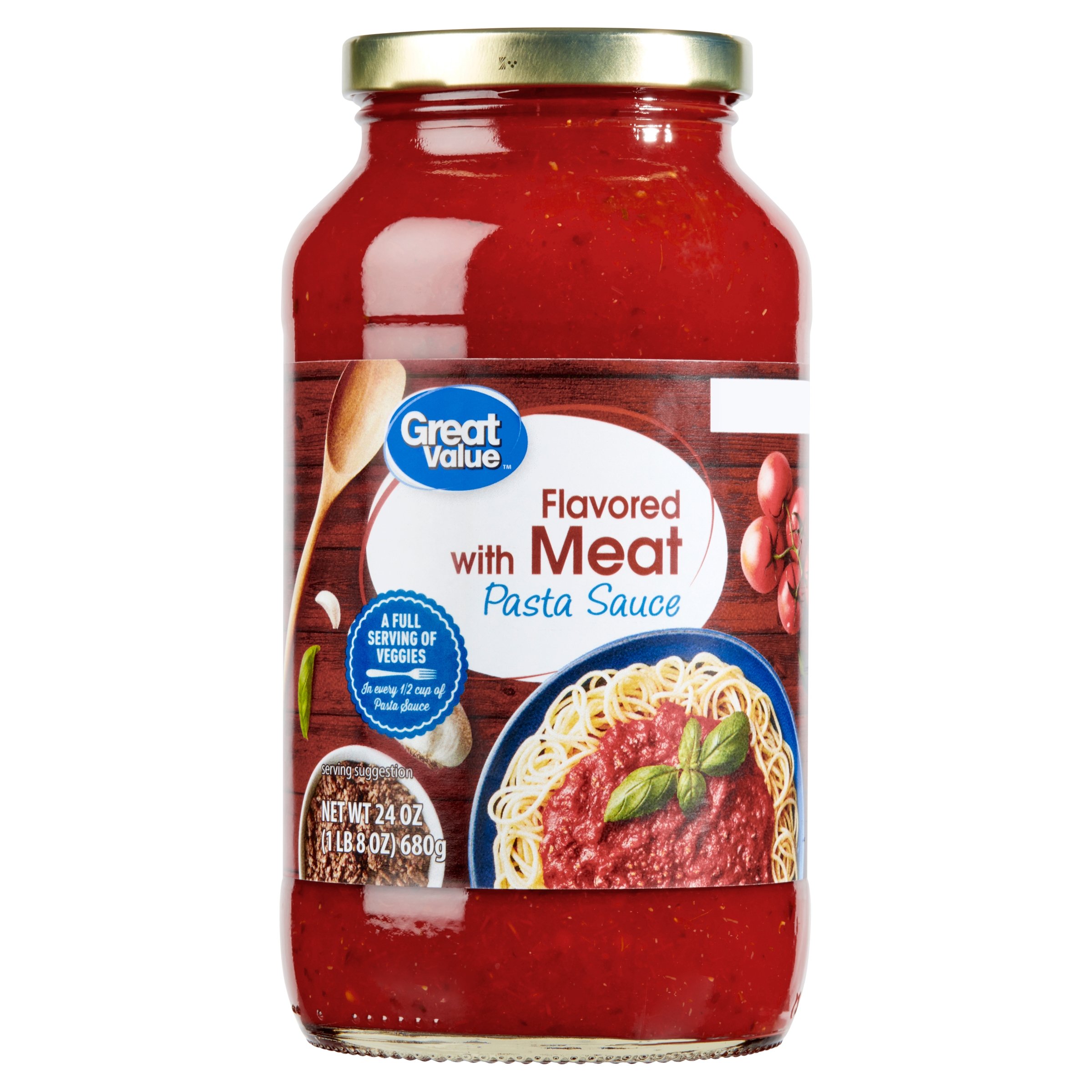 Great Value Flavored with Meat Pasta Sauce, 24 oz