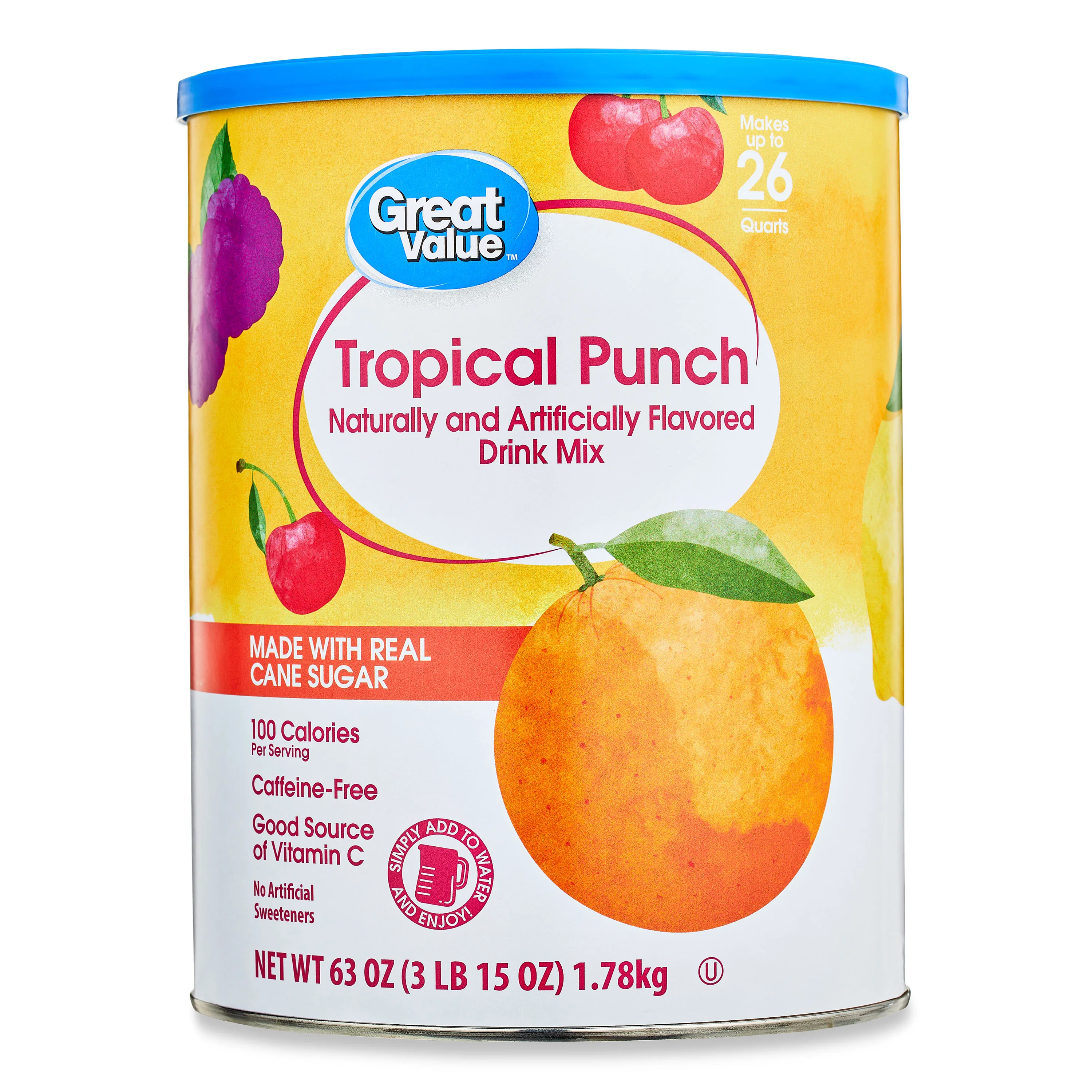 Great Value Tropical Punch Drink Mix, 63 oz