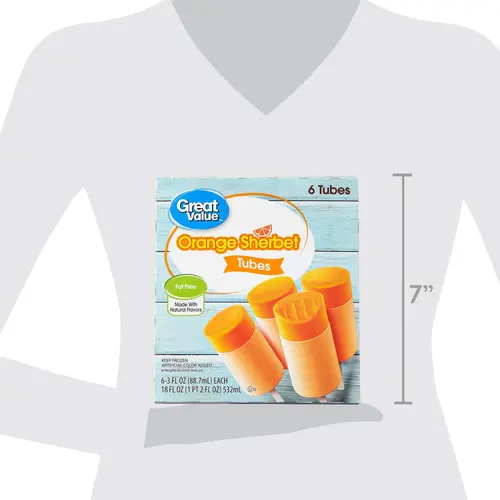 Great Value Orange Sherbet Tubes, 18 oz, 6 Pack thumbnail 4