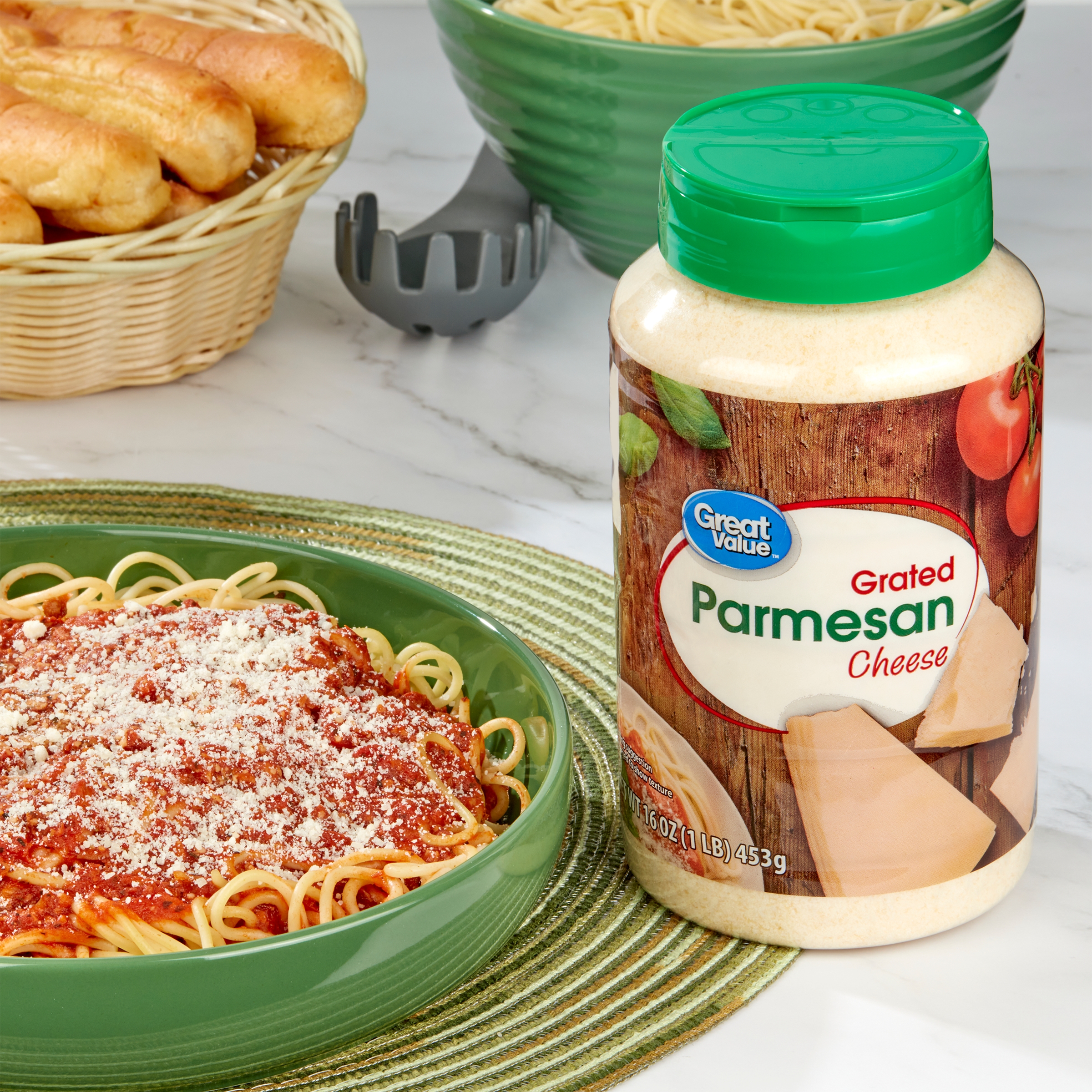 Great Value Grated Parmesan Cheese, 16 oz Bottle thumbnail 2
