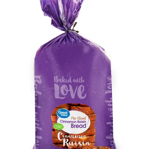 Great Value Pre-Sliced Cinnamon Raisin Bread, 16 oz