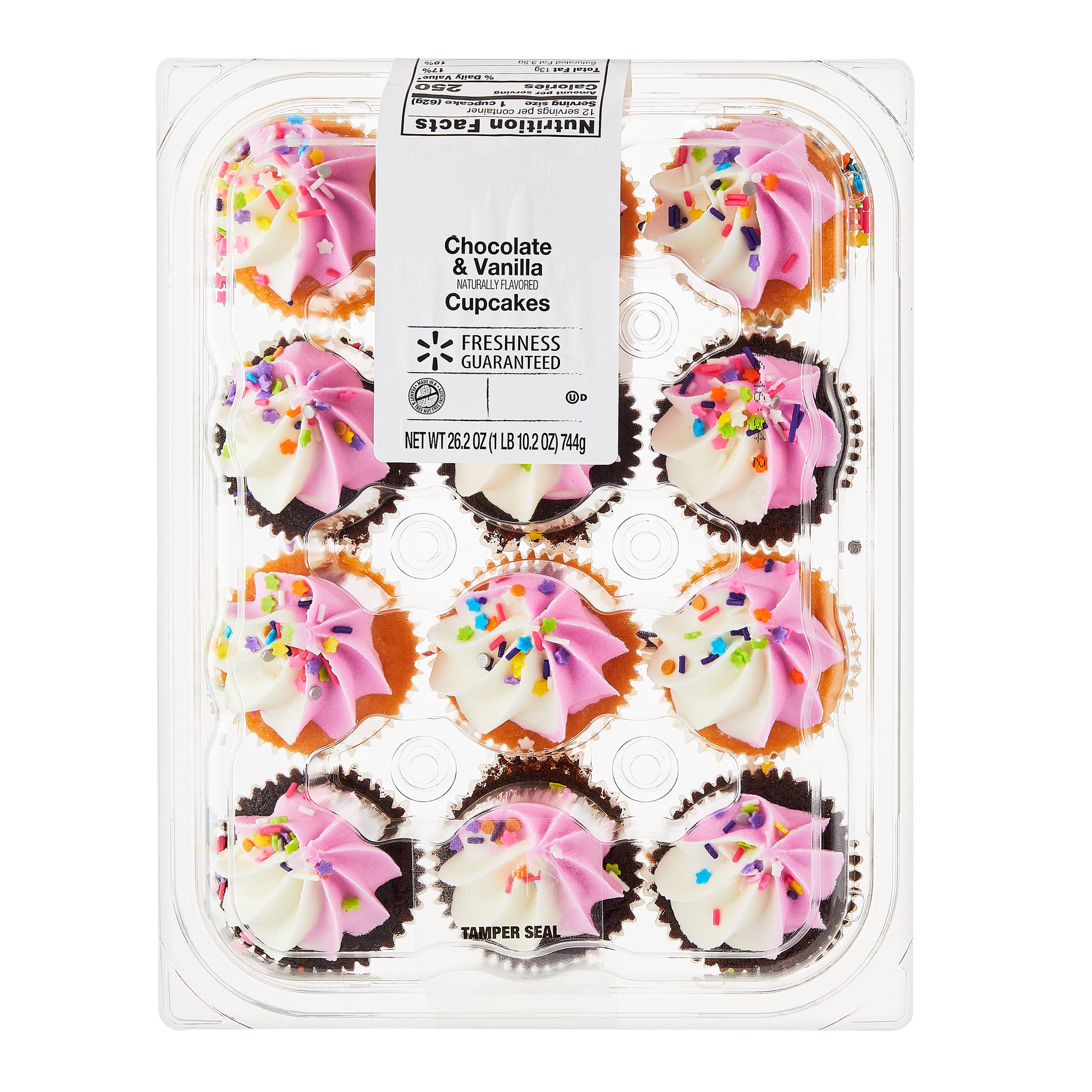 Freshness Guaranteed Vanilla & Chocolate Cupcakes with Sprinkles, 26.2 oz, 12 Count