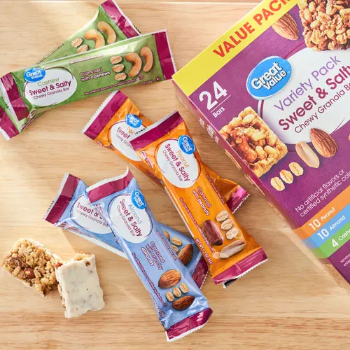 Great Value Sweet & Salty Chewy Granola Bars, Variety Pack, 1.2 oz, 24 Count thumbnail 3