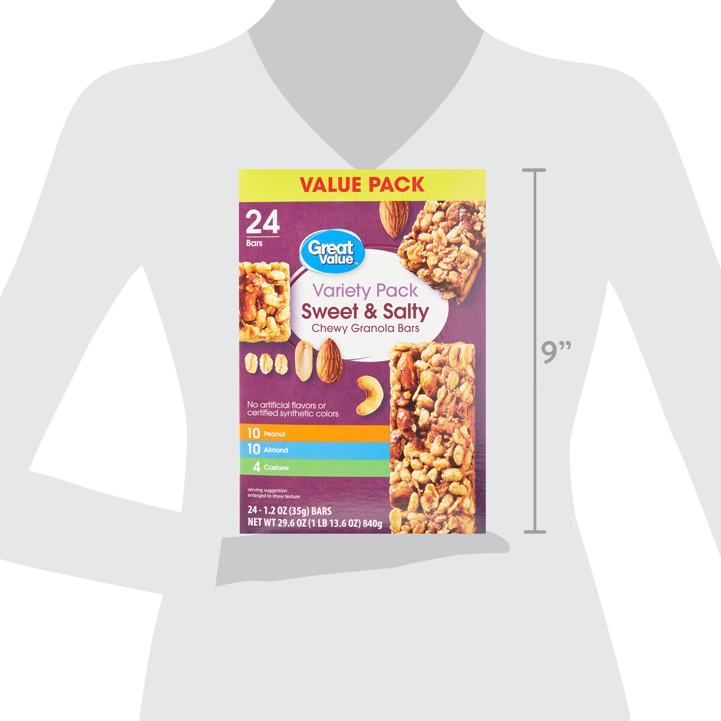 Great Value Sweet & Salty Chewy Granola Bars, Variety Pack, 1.2 oz, 24 Count thumbnail 4