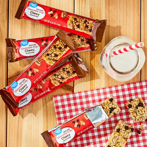Great Value Chocolate Chip Chewy Granola Bars, Family Size, 0.84 oz Paper Box, 48 Count thumbnail 2