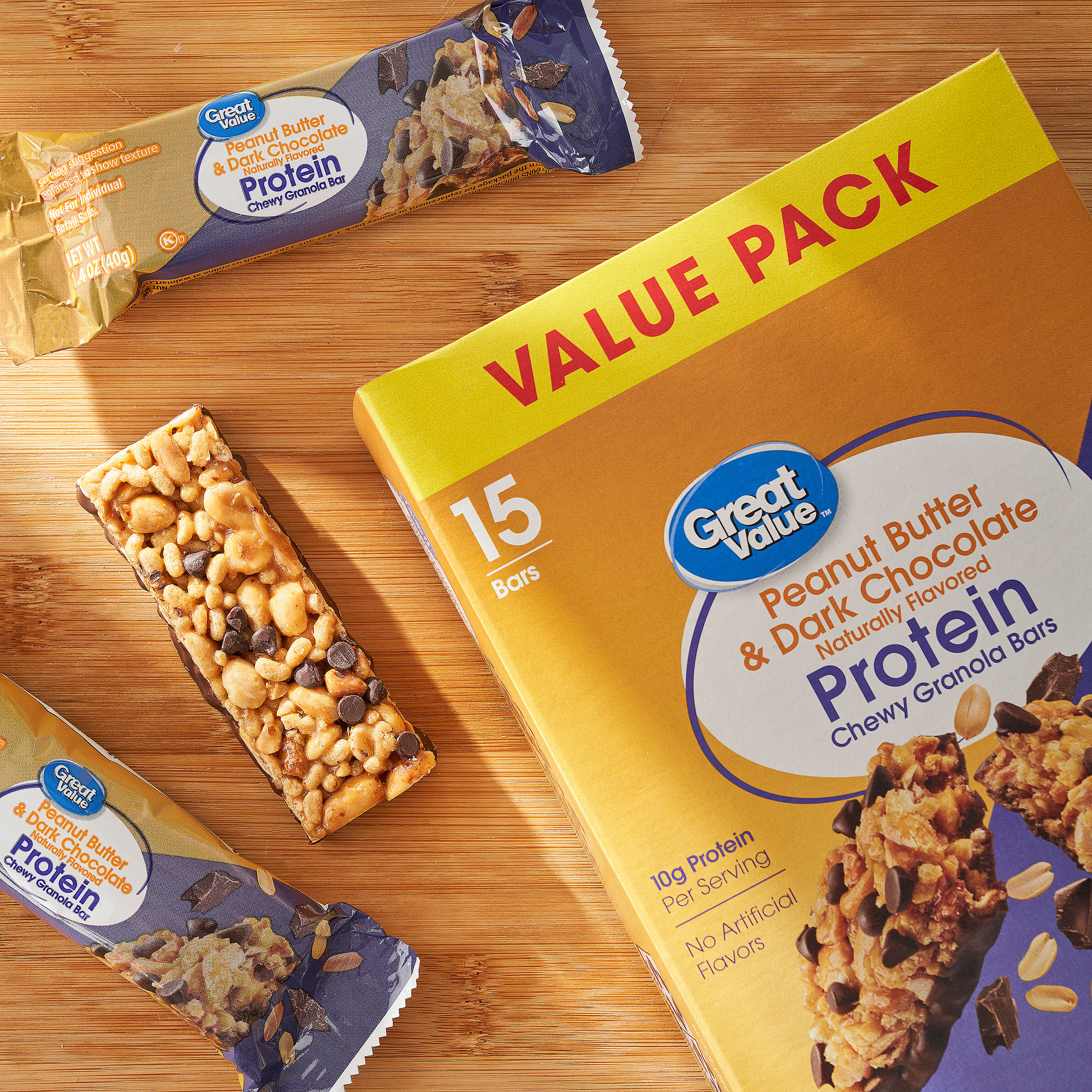 Great Value Peanut Butter & Dark Chocolate Protein Bars, 21.1 oz, 15 Count thumbnail 2