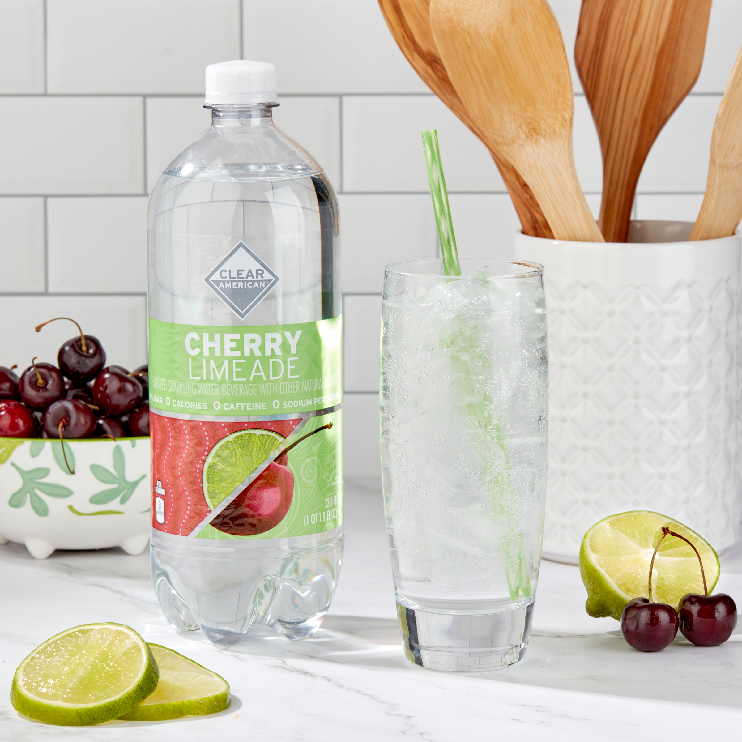 Clear American Cherry Limeade Sparkling Water, 33.8 fl oz thumbnail 2